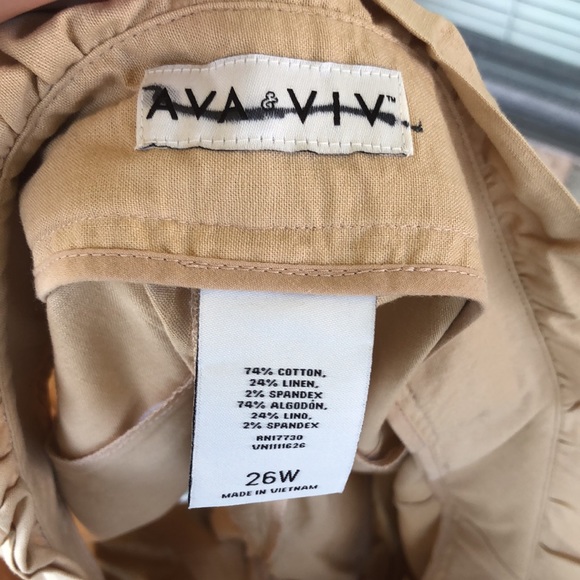 Ava &Viv kaki linen high rise ruffle cuffed shorts - Picture 8 of 8